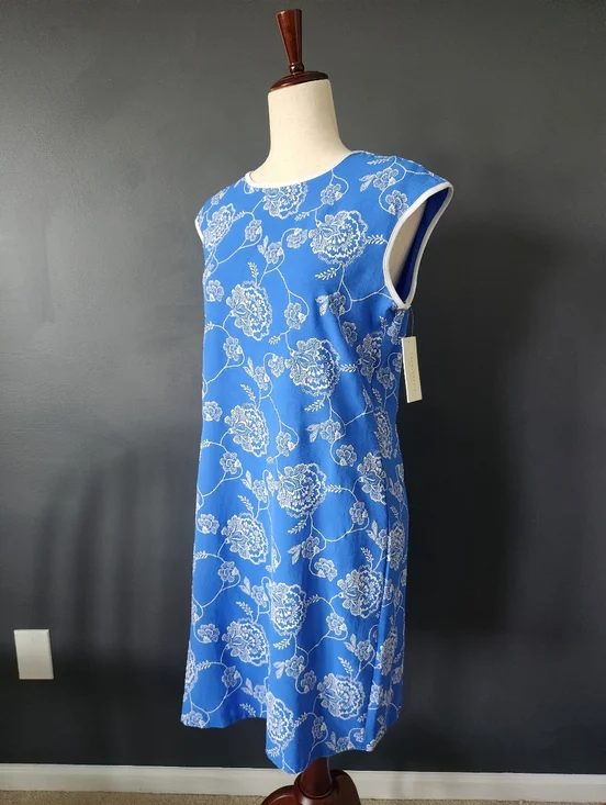 Tash + Sophie New Women's Medium Gorgeous Bright Blue White Floral Embroidery - Picture 2 of 11